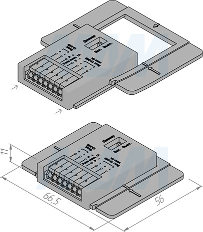 Размеры сенсорного диммируемого выключателя для зеркала с 1 кнопкой и планки для монтажа, 12/24V, 60/120W (артикул SW1-TS-MR-1)