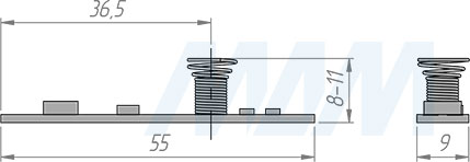 Размеры сенсорного диммируемого выключателя для установки в профиль для светодиодной ленты, 12/24V, 60/120W (артикул SW1-TS-PR-1)