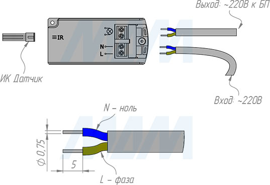 Установка инфракрасного (IR) выключателя на преграду (артикул SW2-DS-FM-1BL)