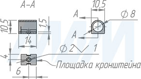 Размеры кронштейна датчика инфракрасного (IR) выключателя на преграду (артикул SW2-DS-FM-BL)