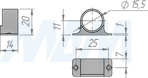 Размеры кронштейна датчика инфракрасного (IR) выключателя на движение (артикул SW2-PIR-BL)