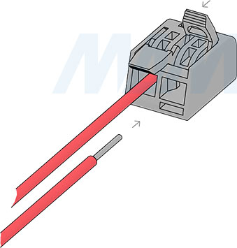 Установка клеммы 221 с рычажком, 2 порта, для провода 0,5-4 кв. мм, ток 16 А (артикул TE-221-X2-1)
