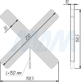 Размеры светодиодного светильника X-SIGN (артикул XS24-XNO)