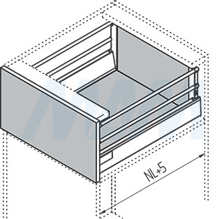 Размеры дна и задней стенки для стандартного ящика M-TECH с двойным наращиванием (артикул STR.HSD), чертеж 2