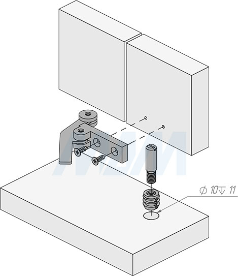Установка фиксатора для 2-х распашных дверей (артикул 1483-002), схема 2
