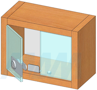 Установка поворотного замка со сверлением для 2-х стеклянных дверей (артикул 410-3), схема 3