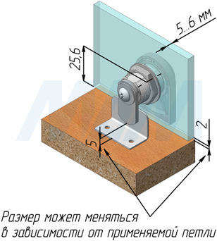 Установка поворотного замка со сверлением для 1-ой стеклянной двери (артикул 410-4), схема 2