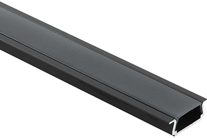 Черный врезной тонкий алюминиевый профиль FM1/F от PULSE с матовым черным рассеивателем
