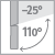 Угол открывания 110°, угловая −25°, ДСП