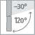 Угол открывания 120°, угловая −30°, ДСП