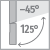 Угол открывания 125°, угловая −45°, ДСП