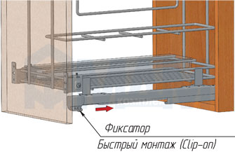 Установка универсальной корзины ROUND с разделочной доской и держателем для ножей, ширина фасада 300 мм (артикул EGTGM30SXMUCNP), схема 4