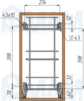 Установка трехуровневой корзины ROUND, ширина фасада 300 мм (артикул EGTGM30B3CNP), схема 3