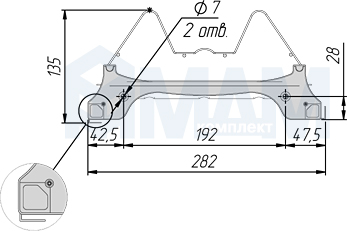 Размеры посудосушителя для тарелок (артикул MBB565), чертеж 2