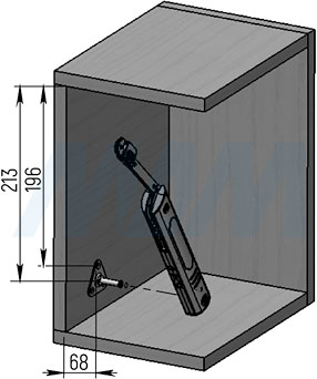 Присадка для боковины для угла открывания фасада 110 градусов при использовании подъемного механизма FLAP LIGHT (артикул FL317)