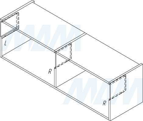 Позиция под 3-й кронштейн при врезном монтаже подъемного механизма KINVARO T-SLIM от GRASS для деревянных фасадов (артикул TS15114902), чертеж 1