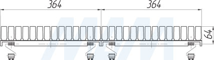 Размеры пластиковой базы под мойку для корпуса с шириной фасада 800 мм (артикул 41.10.080.160.SET), схема 3