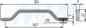 Размеры ручки-скобы с межцентровым расстоянием 160 мм (артикул 401B.160)