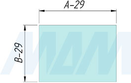 Размеры вставки при использовании узкого рамочного профиля INTEGRO, 19х20х19 мм (артикул IN0...117A)
