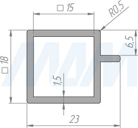 Размеры профиля ЛОФТ для стеклянных полок (артикулLFGL3)