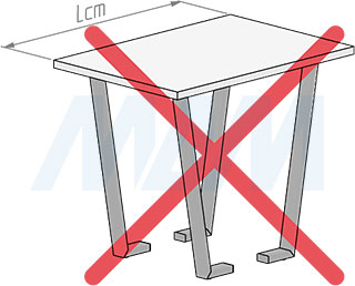 Установка Г-образной опоры ВАЛЕНСИЯ для стола, сечение 60х30 мм, регулировка 10 мм (артикул VL60X30), схема 2
